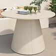 ID MARKET - Table de jardin ronde AMELIA 120 CM 6 personnes avec pied central en métal beige - vignette