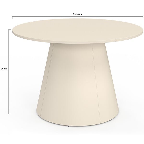 ID MARKET - Table de jardin ronde AMELIA 120 CM 6 personnes avec pied central en métal beige - large