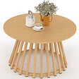 ID MARKET - Table basse de jardin ronde 70 cm SOLAL avec pied lattes en métal effet bois - vignette
