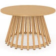 ID MARKET - Table basse de jardin ronde 70 cm SOLAL avec pied lattes en métal effet bois - vignette