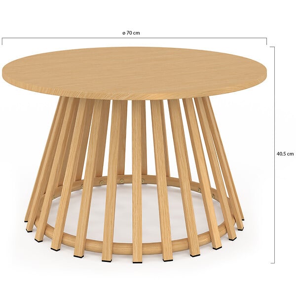 ID MARKET - Table basse de jardin ronde 70 cm SOLAL avec pied lattes en métal effet bois - large