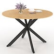 ID MARKET - Table de jardin ronde MESSINA 120 cm 6 personnes pied araignée plateau métal effet bois - vignette
