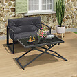 ID MARKET - Table de jardin relevable rectangulaire 100 cm OLIE en métal gris anthracite et plateau gris - vignette