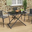 ID MARKET - Table de jardin relevable rectangulaire 100 cm OLIE en métal gris anthracite et plateau gris - vignette