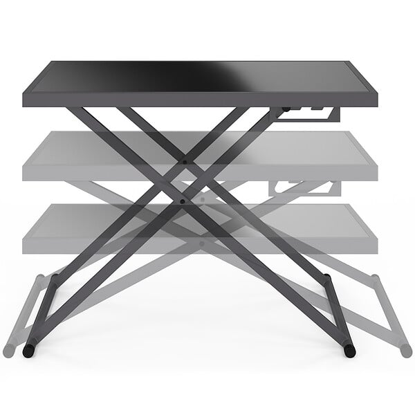 ID MARKET - Table de jardin relevable rectangulaire 100 cm OLIE en métal gris anthracite et plateau gris - large