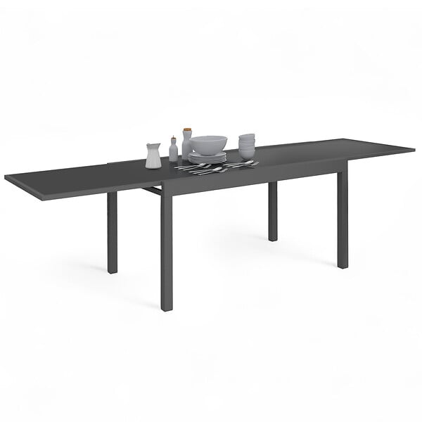 ID MARKET - Table de jardin extensible rectangulaire MADRID 135-270 CM 8-12 personnes gris anthracite - large