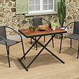 ID MARKET - Table de jardin à hauteur réglable 3 positions OLIE 100 cm en métal noir et plateau bois - vignette