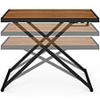 ID MARKET - Table de jardin à hauteur réglable 3 positions OLIE 100 cm en métal noir et plateau bois - vignette