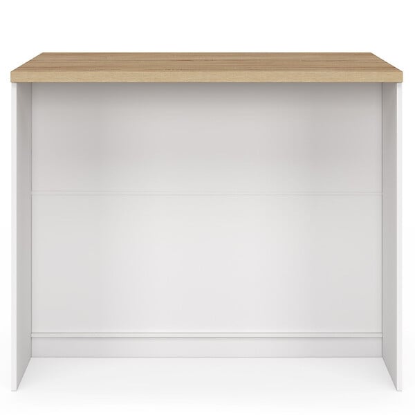 ID MARKET - Ilot central TIBO 110 cm casserolier 3 tiroirs bois blanc avec plan de travail façon hêtre - large