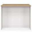 ID MARKET - Ilot central TIBO 110 cm casserolier 3 tiroirs bois blanc avec plan de travail façon hêtre - vignette