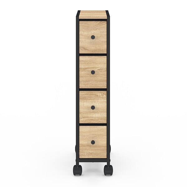 ID MARKET - Tour de rangement 4 tiroirs UTAH sur roulettes colonne gain de place design industriel - large