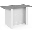 ID MARKET - Ilot central BAO 140 cm 4 personnes bois blanc avec plan de travail effet béton - vignette