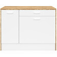 ID MARKET - Ilot central LIO maxi capacité de rangement bois et blanc - vignette