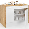 ID MARKET - Ilot central LIO maxi capacité de rangement bois et blanc - vignette