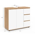 ID MARKET - Meuble sous lavabo salle de bain TOMI avec placard et 3 tiroirs façon hêtre et blanc - vignette
