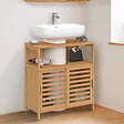 ID MARKET - Meuble sous lavabo salle de bain bambou BEA avec portes coulissantes - vignette