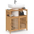ID MARKET - Meuble sous lavabo salle de bain bambou BEA avec portes coulissantes - vignette