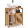 ID MARKET - Meuble sous lavabo salle de bain bambou BEA avec portes coulissantes - vignette