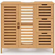 ID MARKET - Meuble sous lavabo salle de bain bambou BEA avec placard et 3 tiroirs - vignette