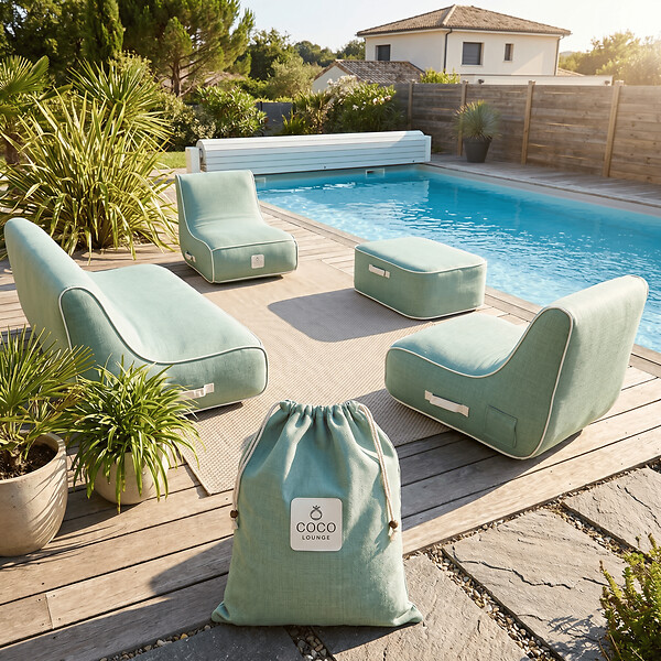COCO LOUNGE - Salon de jardin gonflable Collection Soge - vert d'eau - large
