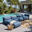 OVIALA - Salon de jardin modulable 4 places bleu pacific - Mixi - vignette
