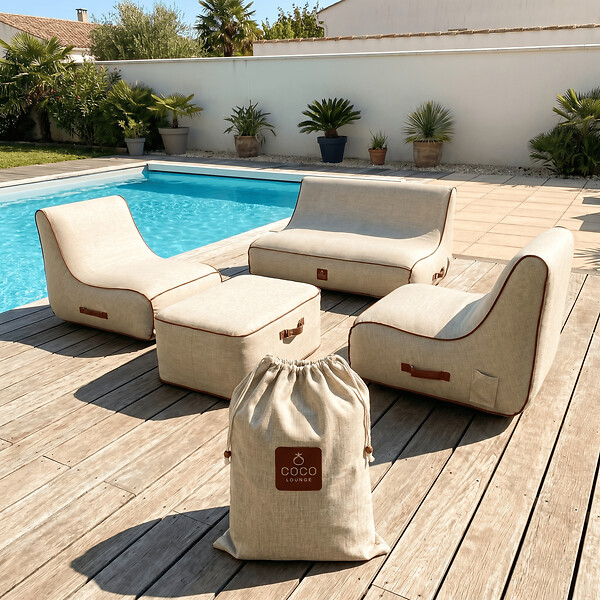 COCO LOUNGE - Salon de jardin gonflable Collection Aloha - blanc cassé - large