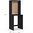 ID MARKET - Meuble dessus machine à laver avec penderie WALLIS noir et bois façon hêtre - vignette