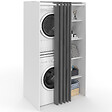 ID MARKET - Meuble de buanderie double machine à laver avec rideau coulissant gris WALLIS blanc - vignette