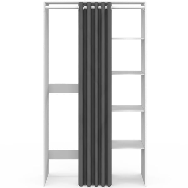 ID MARKET - Meuble de buanderie double machine à laver avec rideau coulissant gris WALLIS blanc - large