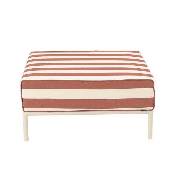 OVIALA - Pouf rayé pour salon de jardin modulable en tissu terracotta - Patio - large