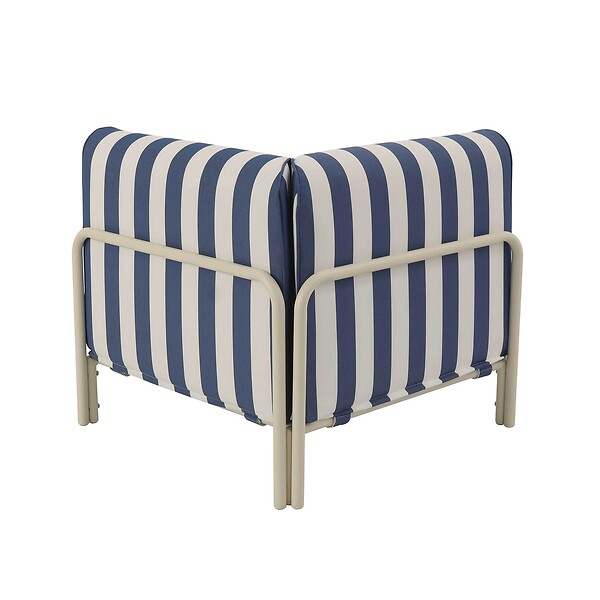 OVIALA - Fauteuil d'angle rayé pour salon jardin modulable tissu bleu pacific - Patio - large