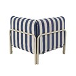 OVIALA - Fauteuil d'angle rayé pour salon jardin modulable tissu bleu pacific - Patio - vignette