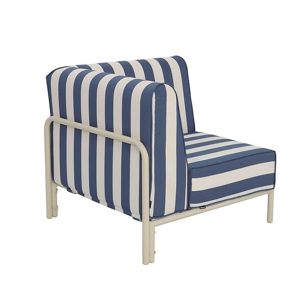 OVIALA - Fauteuil d'angle rayé pour salon jardin modulable tissu bleu pacific - Patio - large
