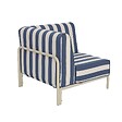 OVIALA - Fauteuil d'angle rayé pour salon jardin modulable tissu bleu pacific - Patio - vignette