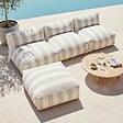 OVIALA - Fauteuil de jardin rayé pour canapé modulable beige - Mixi - vignette