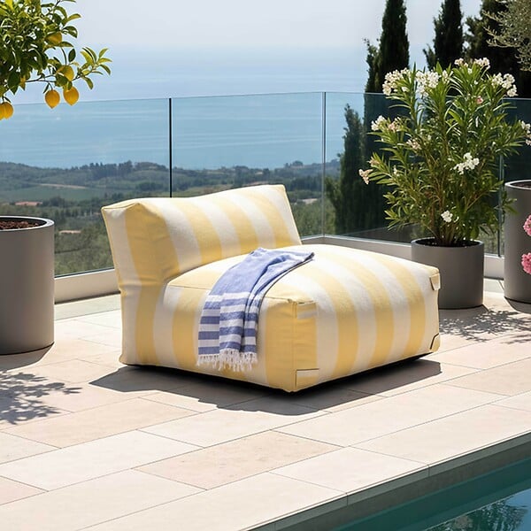 OVIALA - Fauteuil de jardin rayé pour canapé modulable jaune clair - Mixi - large
