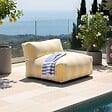 OVIALA - Fauteuil de jardin rayé pour canapé modulable jaune clair - Mixi - vignette