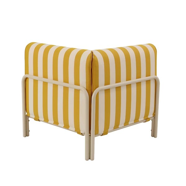 OVIALA - Fauteuil d'angle rayé pour salon de jardin modulable tissu jaune clair - Patio - large