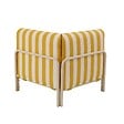 OVIALA - Fauteuil d'angle rayé pour salon de jardin modulable tissu jaune clair - Patio - vignette
