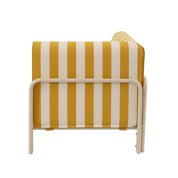 OVIALA - Fauteuil d'angle rayé pour salon de jardin modulable tissu jaune clair - Patio - large
