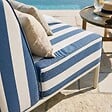OVIALA - Chauffeuse rayé pour salon de jardin modulable en tissu bleu pacific - Patio - vignette
