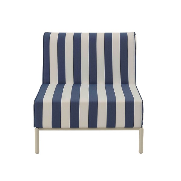 OVIALA - Chauffeuse rayé pour salon de jardin modulable en tissu bleu pacific - Patio - large