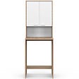 ID MARKET - Meuble dessus de machine à laver WALLIS avec placard bois façon hêtre et blanc - vignette