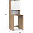ID MARKET - Meuble dessus de machine à laver WALLIS avec placard bois façon hêtre et blanc - vignette
