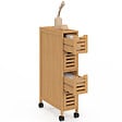 ID MARKET - Tour de rangement 4 tiroirs bambou BEA sur roulettes colonne gain de place - vignette