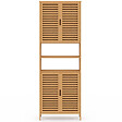 ID MARKET - Meuble armoire colonne salle de bain bambou BEA 4 portes et 2 niches - vignette