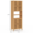 ID MARKET - Meuble armoire colonne salle de bain bambou BEA 4 portes et 2 niches - vignette