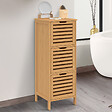ID MARKET - Meuble d'appoint salle de bain bambou BEA 3 portes 30 x 30 x 80 cm - vignette