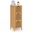 ID MARKET - Meuble d'appoint salle de bain bambou BEA 3 portes 30 x 30 x 80 cm - vignette