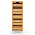 ID MARKET - Meuble d'appoint salle de bain bambou BEA 3 portes 30 x 30 x 80 cm - vignette